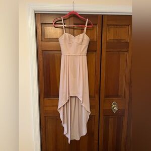 BCBG Blush High Low Dress with Vegan Leather Bust